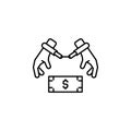Bribe, clamp, hand icon. Element of corruption icon. Thin line icon for website design and development, app development. Premium