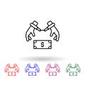 Bribe, clamp, hand multi color icon. Simple thin line, outline vector of corruption icons for ui and ux, website or mobile