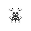 Bribe, corruption, skull icon. Element of corruption icon. Thin line icon for website design and development, app development.