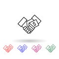 Bribe, hand shake multi color icon. Simple thin line, outline of corruption icons for ui and ux, website or mobile