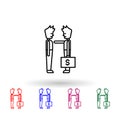 Bribe, money, contract multi color icon. Simple thin line, outline vector of corruption icons for ui and ux, website or mobile