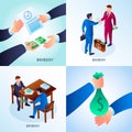 Bribery banner set, isometric style Royalty Free Stock Photo