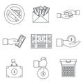 Bribery corrupt practices icon set, outline style