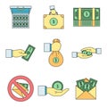 Bribery corrupt practices icon set vector color Royalty Free Stock Photo
