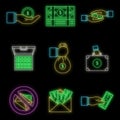 Bribery corrupt practices icon set vector neon