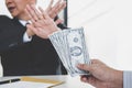 Bribery and corruption concept, Businessman refusing receive mon Royalty Free Stock Photo