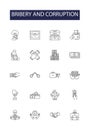 Bribery and corruption line vector icons and signs. Corruption, Fraud, Extortion, Bribe, Coercion, Payoff, Greed