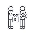Bribery and corruption, man giving money linear icon, sign, symbol, vector on isolated background