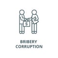 Bribery and corruption, man giving money line icon, vector. Bribery and corruption, man giving money outline sign Royalty Free Stock Photo