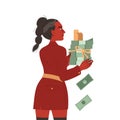 Bribery and Corruption with Woman Character Giving Money as Bribe Vector Illustration