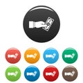 Bribery give money icons set color