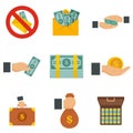 Bribery icon set, flat style