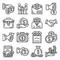 Bribery icon set, outline style