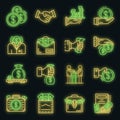Bribery icon set vector neon