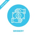 bribery icon vector from corruption elements collection. Thin line bribery outline icon vector illustration. Linear symbol for