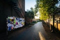 Brick alleyway on the campus of Yale University, in New Haven, C