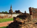 Brick Ancient ruins inside Wat Mahathat,