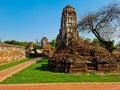 Brick Ancient ruinsand pagoda inside Wat Mahathat