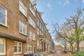 a brick apartment building on a city street