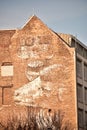 Brick apartment building with goat mural in Kreuzberg Berlin Germany