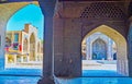 The view from arcade of Seyed Mosque, Isfahan, Iran Royalty Free Stock Photo