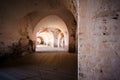 Brick arch walls inside the hallway of Fort Pulaski National Monument in Georgia Royalty Free Stock Photo