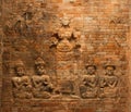Brick bas-relief of Lakshmi in the Prasat Kravan temple, Angkor, Cambodia