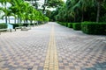 brick block concrete beach road and garden side