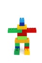 From a bright multicolored constructor built a robot on a white isolated background Royalty Free Stock Photo
