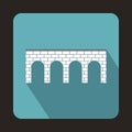 Brick bridge icon, flat style Royalty Free Stock Photo