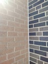 Brick building corner with unmatched bricks Royalty Free Stock Photo