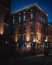 Brick buildings at night, Over-The-Rhine, Cincinnati, Ohio