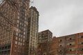 Brick Buildings under an over cast sky in Cleveland, Ohio, USA