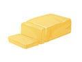 Brick of butter. Margarine or milk butter blocks. Dairy breakfast food.