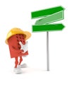 Brick character with blank road sign