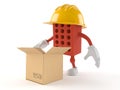 Brick character with open box