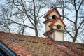 Brick chimney on a roof