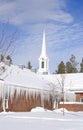 Brick Church covered with Snow and Icicles