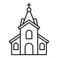 Brick church icon, outline style Royalty Free Stock Photo