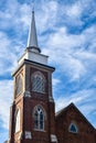Brick Church Steeple - First Lutheran Church, Decorah, Iowa Royalty Free Stock Photo