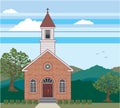 Brick church vector landscape