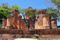 Brick columns of cham temple in Nha Trang, Vietnam