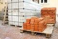 Brick and concrete construction materials at the construction site Royalty Free Stock Photo