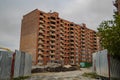 Brick construction building work site area fenced industry