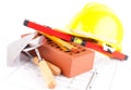 Brick and construction tools Royalty Free Stock Photo