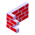 Brick corner icon isometric vector. Pile building