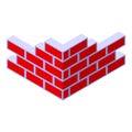 Brick corner wall icon isometric vector. Pile building