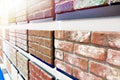 Brick decorative wall panels on store stand Royalty Free Stock Photo