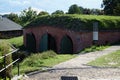 Brick dugouts with historical dugouts in the Hevelianum museum in Gdansk. Poland.