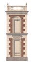 Brick facade of a classic-style house with niches in light colors. 3d rendering.